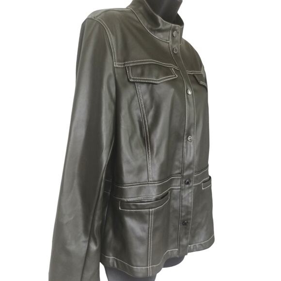 Sam Edelman Faux Leather Moto Jacket Charcoal Womens Size Large - Picture 4 of 8